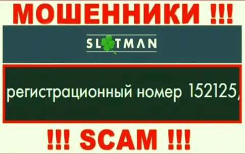 Номер регистрации SlotMan - сведения с официального портала: 152125