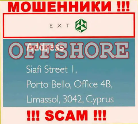 Siafi Street 1, Porto Bello, Office 4B, Limassol, 3042, Cyprus - это адрес регистрации конторы EXANTE, расположенный в оффшорной зоне
