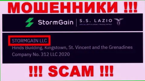 Сведения о юридическом лице StormGain - им является контора STORMGAIN LLC