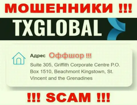 Добраться до компании TXGlobal Com, чтоб забрать свои депозиты нельзя, они зарегистрированы в оффшорной зоне: Suite 305, Griffith Corporate Centre P.O. Box 1510, Beachmont Kingstown, St. Vincent and the Grenadines