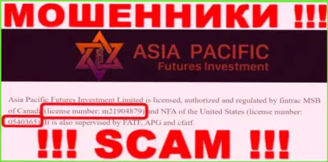 Азия Пацифик Футурес Инвестмент это МОШЕННИКИ, с лицензией (сведения с web-сервиса), позволяющей обувать людей