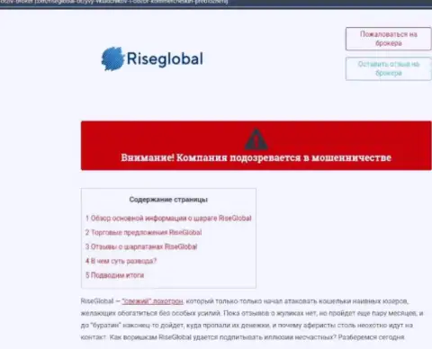 Детально просмотрите предложения совместной работы RiseGlobal, в компании обманывают (обзор деятельности)