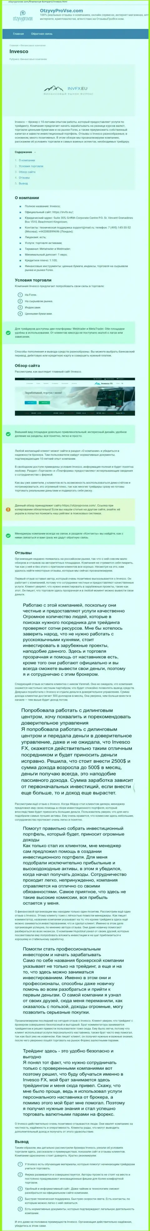 Сайт OtzyvyProVse представил свое мнение об Forex дилере ИНВФИкс Еу