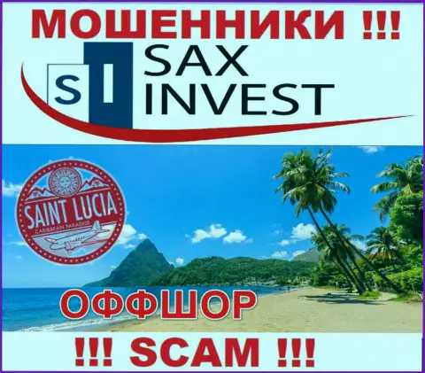 Так как Сакс Инвест базируются на территории Saint Lucia, присвоенные денежные вложения от них не забрать