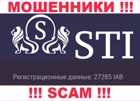 Регистрационный номер, который принадлежит мошеннической компании StockTradeInvest - 27285 IAB