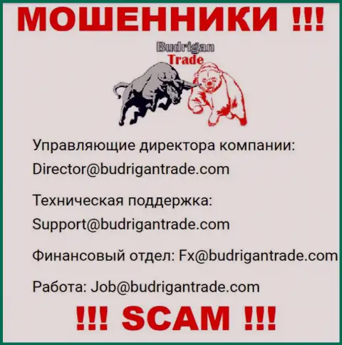 Не отправляйте сообщение на электронный адрес Budrigan Ltd - это кидалы, которые воруют финансовые активы доверчивых клиентов