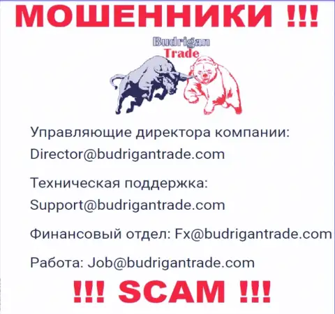 Не отправляйте сообщение на электронный адрес Budrigan Ltd - это кидалы, которые воруют финансовые активы доверчивых клиентов
