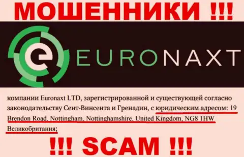 Юридический адрес регистрации организации Euronaxt LTD у нее на web-сайте ложный - это СТОПРОЦЕНТНО ВОРЮГИ !!!