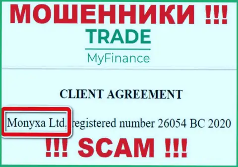 Вы не сохраните свои денежные вложения работая с конторой TradeMyFinance, даже в том случае если у них есть юридическое лицо Monyxa Ltd