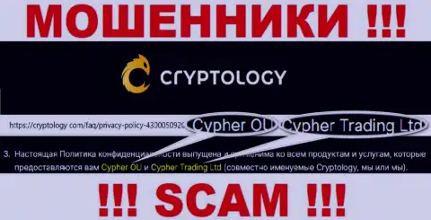 Сведения об юридическом лице конторы Cryptology, это Cypher OÜ