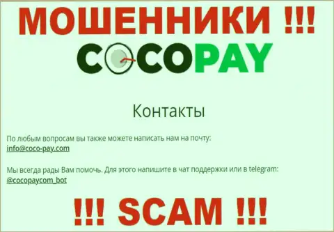 Выходить на связь с компанией Coco Pay опасно - не пишите к ним на адрес электронного ящика !!!