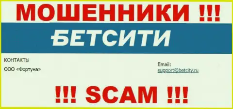 На e-mail, показанный на интернет-ресурсе мошенников BetCity Ru, писать сообщения довольно-таки опасно - это ЖУЛИКИ !