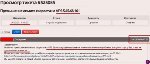 Хостинг-провайдер написал, что VPS web-сервера, где базировался интернет-сервис ffin.xyz получил ограничение в скорости доступа